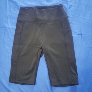 EVLV Hybrid High Waisted Biker Shorts Womens M Black Stretch Athletic Gym Yoga